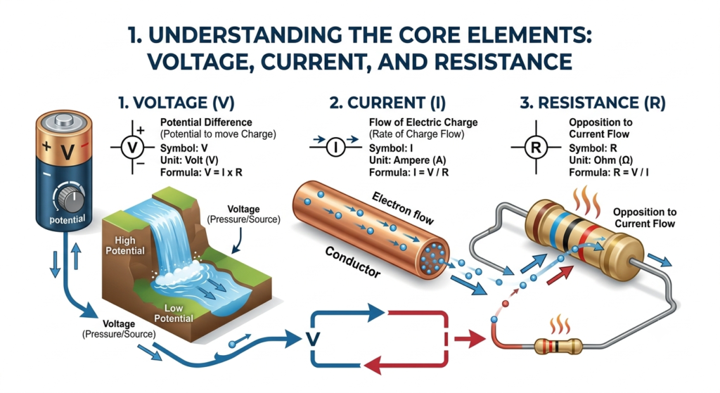Understanding the Core Elements: Voltage, Current, and Resistance
