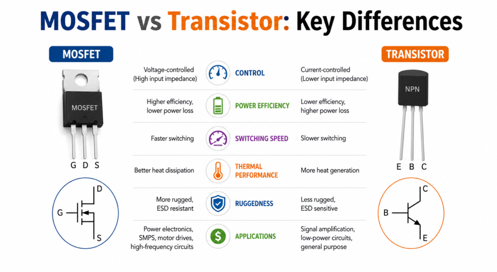 MOSFET vs Transistor: Key Differences