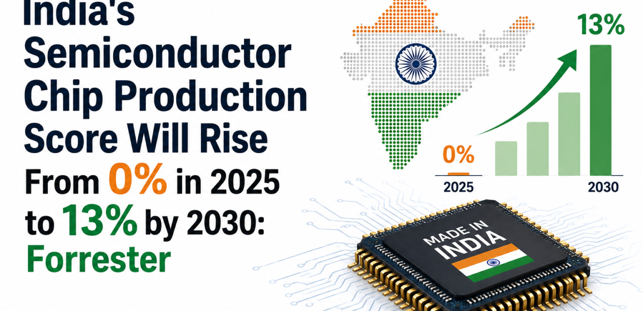 India's Semiconductor Chip Production Score Will Rise From 0% in 2025 to 13% by 2030