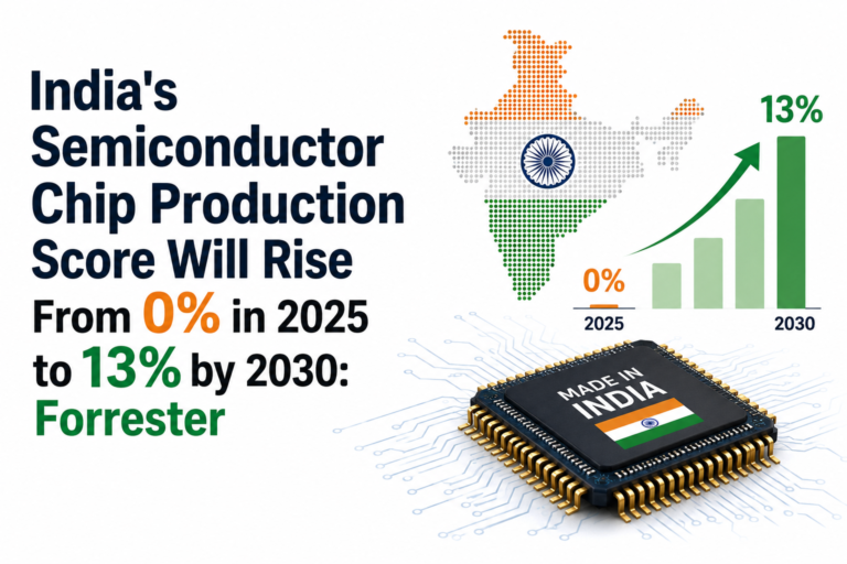 India's Semiconductor Chip Production Score Will Rise From 0% in 2025 to 13% by 2030