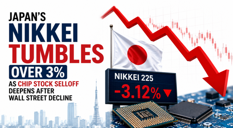 Japan's Nikkei Tumbles Over 3% as Chip Stock Selloff Deepens After Wall Street Decline