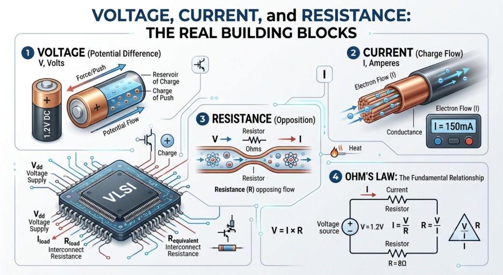 Voltage, Current, and Resistance: The Real Building Blocks
