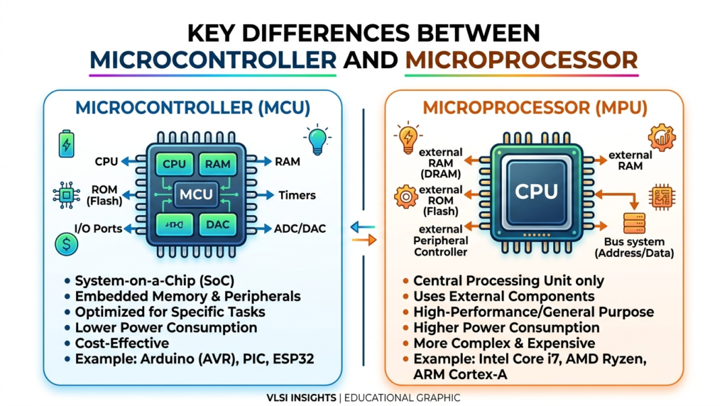 Key Differences Between Microcontroller and Microprocessor