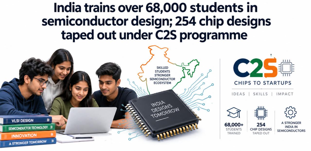 India Trains Over 68,000 in Semiconductor Design; 254 Chip Designs Taped Out Under C2S Programme