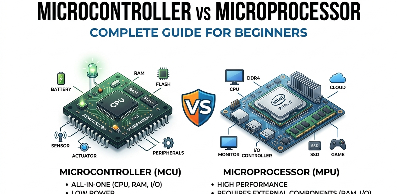Microcontroller vs Microprocessor: Complete Guide for Beginners