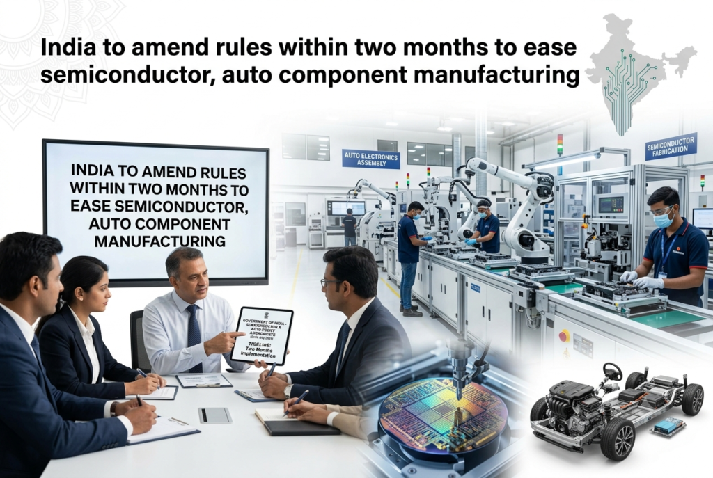 India to Amend Rules Within Two Months to Ease Semiconductor, Auto Component Manufacturing