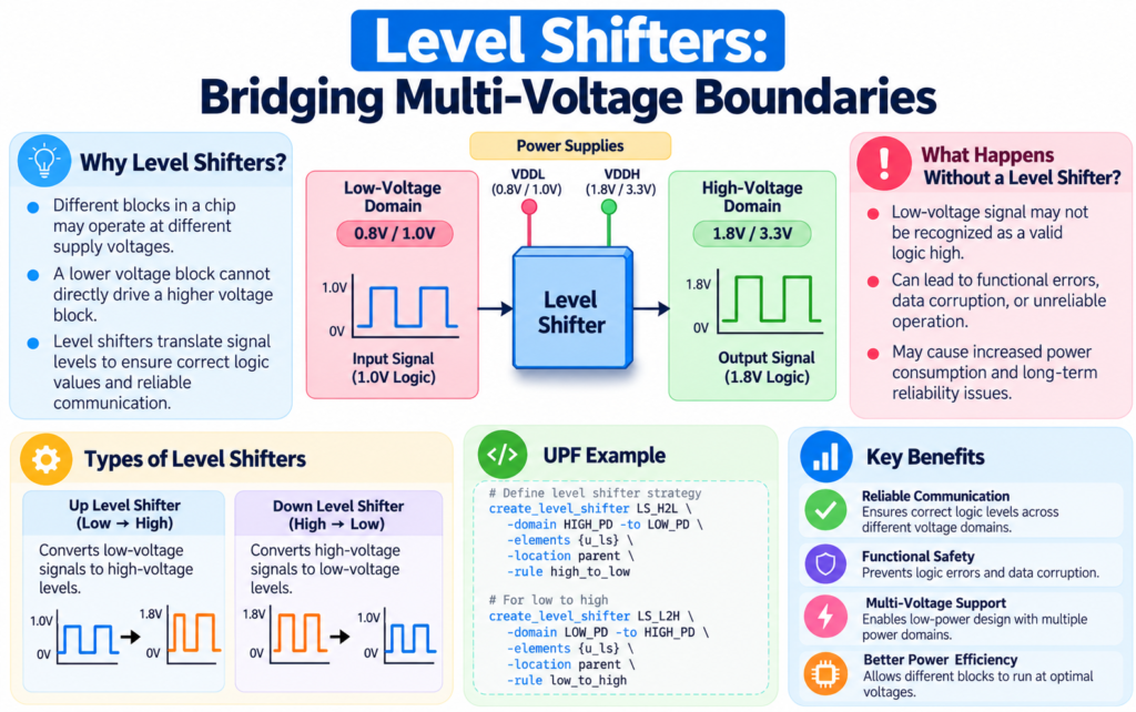 Level Shifters: Bridging Multi-Voltage Boundaries