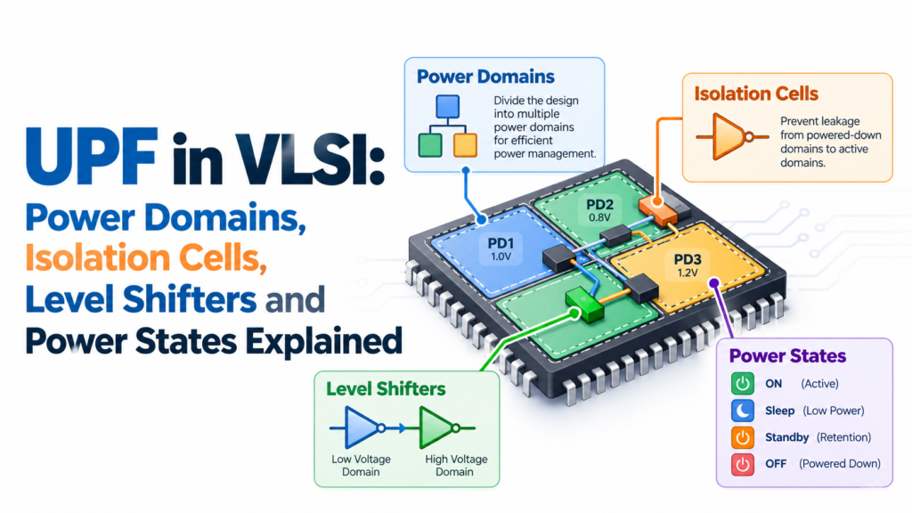 UPF in VLSI: Power Domains, Isolation Cells, Level Shifters and Power States Explained