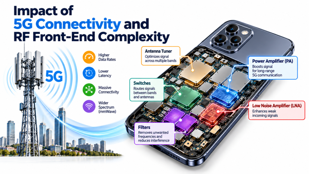 Impact of 5G Connectivity and RF Front-End Complexity